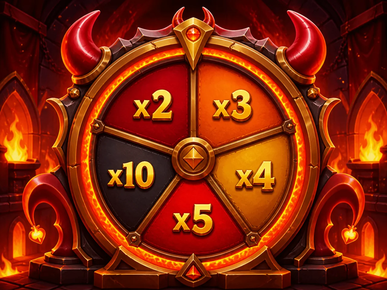 Rueda infernal con multiplicadores x2, x3, x4, x5 y x10